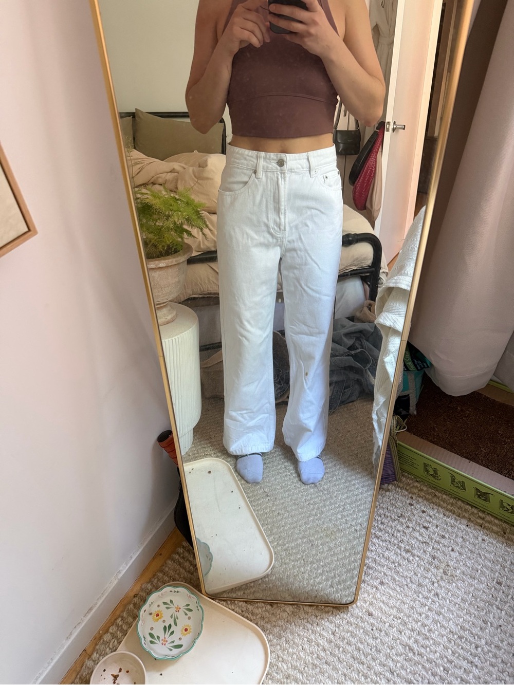 Glassons White High-Rise Wide-Leg Jeans